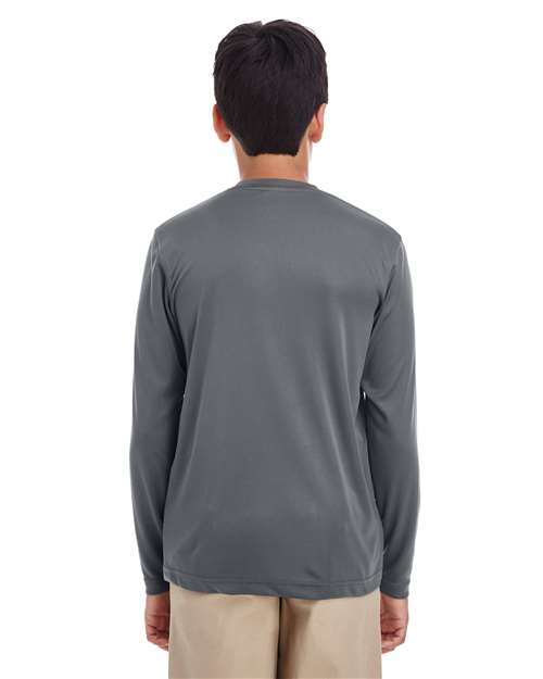 UltraClub 8622Y Youth Cool & Dry Performance Long-Sleeve Top #color_CHARCOAL