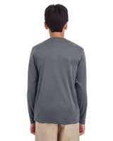 UltraClub 8622Y Youth Cool & Dry Performance Long-Sleeve Top #color_CHARCOAL