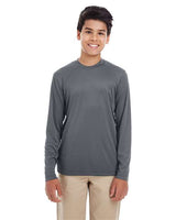 UltraClub 8622Y Youth Cool & Dry Performance Long-Sleeve Top #color_CHARCOAL