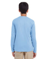 UltraClub 8622Y Youth Cool & Dry Performance Long-Sleeve Top #color_COLUMBIA BLUE