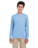 UltraClub 8622Y Youth Cool & Dry Performance Long-Sleeve Top #color_COLUMBIA BLUE