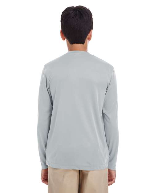 UltraClub 8622Y Youth Cool & Dry Performance Long-Sleeve Top #color_GREY
