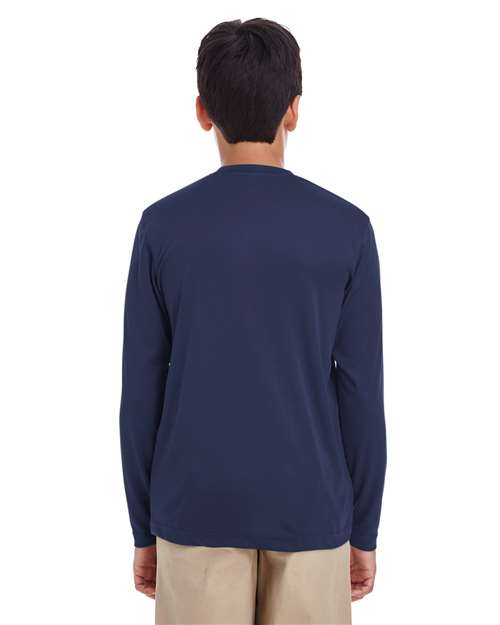 UltraClub 8622Y Youth Cool & Dry Performance Long-Sleeve Top #color_NAVY