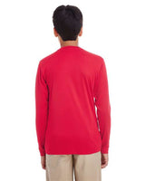 UltraClub 8622Y Youth Cool & Dry Performance Long-Sleeve Top #color_RED