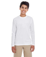 UltraClub 8622Y Youth Cool & Dry Performance Long-Sleeve Top #color_WHITE