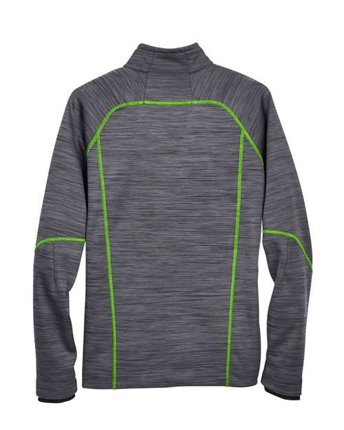 North End 88697 Men's Flux Mlange Bonded Fleece Jacket #color_CARBON/ ACD GRN