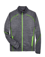 North End 88697 Men's Flux Mlange Bonded Fleece Jacket #color_CARBON/ ACD GRN