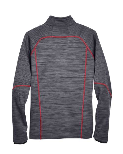 North End 88697 Men's Flux Mlange Bonded Fleece Jacket #color_CARBON/ OLY RED