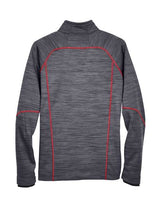 North End 88697 Men's Flux Mlange Bonded Fleece Jacket #color_CARBON/ OLY RED