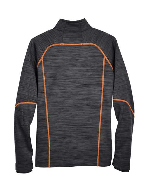 North End 88697 Men's Flux Mlange Bonded Fleece Jacket #color_CRBN/ ORNG SODA