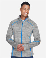 North End 88697 Men's Flux Mlange Bonded Fleece Jacket #color_PLATNM/ OLY BLU