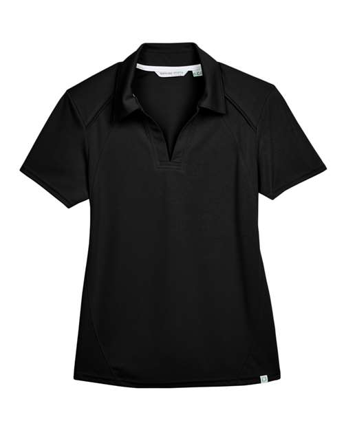 North End 78632 Ladies' Recycled Polyester Performance Piqu Polo #color_BLACK