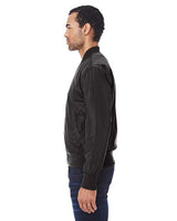 Threadfast Apparel 395J Unisex Bomber Jacket #color_BLACK VEGAN LTHR
