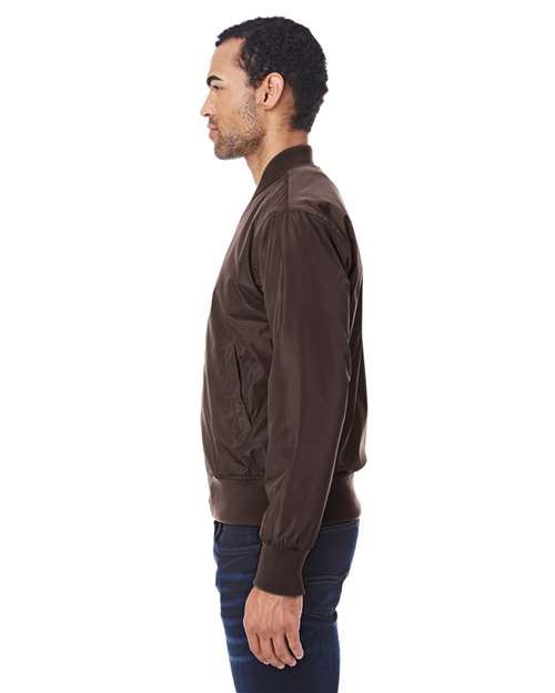 Threadfast Apparel 395J Unisex Bomber Jacket #color_BROWN VEGAN LTHR