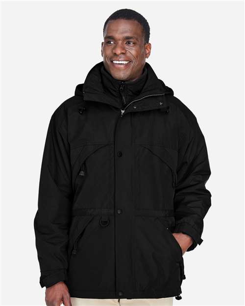 North End 88007 Adult 3-in-1 Parka with Dobby Trim #color_BLACK