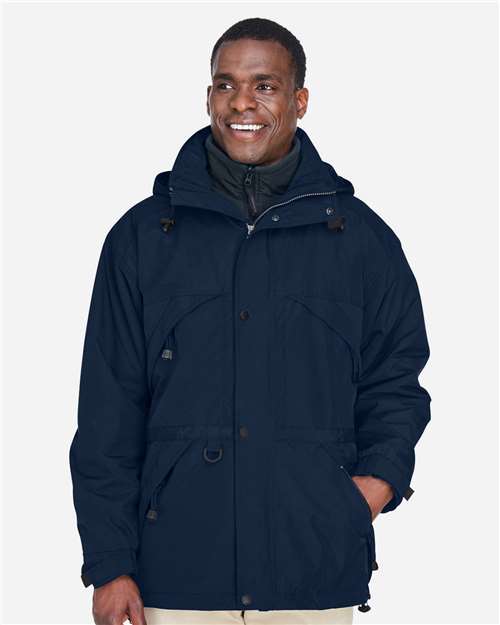 North End 88007 Adult 3-in-1 Parka with Dobby Trim #color_MIDNIGHT NAVY