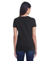 Threadfast Apparel 252RV Ladies' Invisible Stripe V-Neck T-Shirt #color_BLCK INVSBL STRP