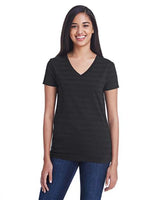 Threadfast Apparel 252RV Ladies' Invisible Stripe V-Neck T-Shirt #color_BLCK INVSBL STRP