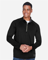 North End 88187 Men's Radar Quarter-Zip Performance Long-Sleeve Top #color_BLACK