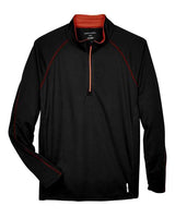 North End 88187 Men's Radar Quarter-Zip Performance Long-Sleeve Top #color_BLK/ CL RED