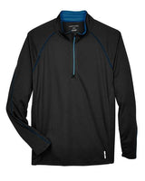 North End 88187 Men's Radar Quarter-Zip Performance Long-Sleeve Top #color_BLK/ TRU ROYAL
