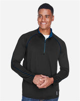 North End 88187 Men's Radar Quarter-Zip Performance Long-Sleeve Top #color_BLK/ TRU ROYAL