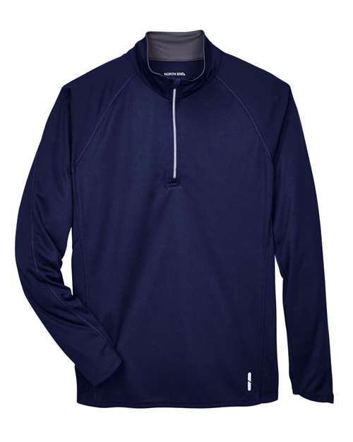 North End 88187 Men's Radar Quarter-Zip Performance Long-Sleeve Top #color_CLASSIC NAVY
