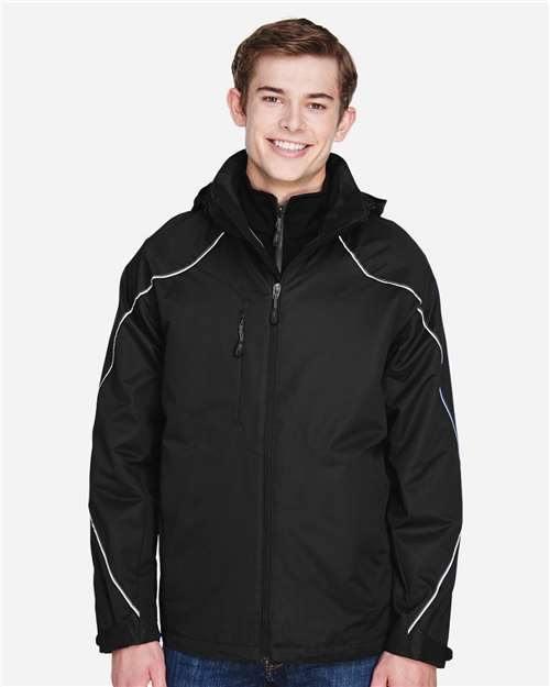 North End 88196 Men's Angle 3-in-1 Jacket with Bonded Fleece Liner #color_BLACK
