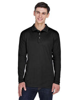UltraClub 8405LS Adult Cool & Dry Sport Long-Sleeve Polo #color_BLACK