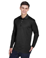 UltraClub 8405LS Adult Cool & Dry Sport Long-Sleeve Polo #color_BLACK
