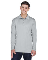 UltraClub 8405LS Adult Cool & Dry Sport Long-Sleeve Polo #color_GREY