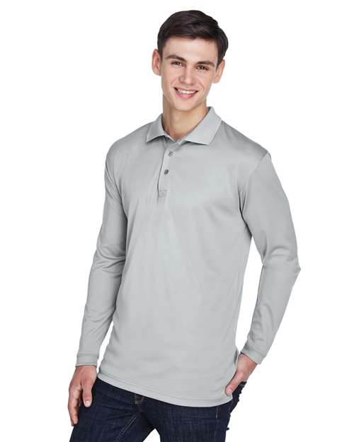 UltraClub 8405LS Adult Cool & Dry Sport Long-Sleeve Polo #color_GREY
