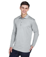 UltraClub 8405LS Adult Cool & Dry Sport Long-Sleeve Polo #color_GREY