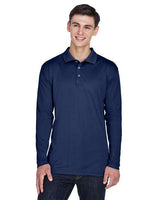 UltraClub 8405LS Adult Cool & Dry Sport Long-Sleeve Polo #color_NAVY