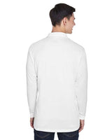 UltraClub 8405LS Adult Cool & Dry Sport Long-Sleeve Polo #color_WHITE