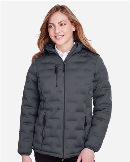 North End NE708W Ladies' Loft Puffer Jacket #color_CARBON/ BLACK