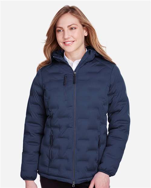 North End NE708W Ladies' Loft Puffer Jacket #color_CLASSC NVY/ CRBN