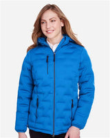 North End NE708W Ladies' Loft Puffer Jacket #color_OLYM BLU/ CRBN
