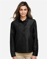 Harriton M580LW Ladies' Key West Long-Sleeve Performance Staff Shirt #color_BLACK