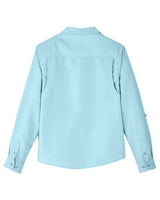 Harriton M580LW Ladies' Key West Long-Sleeve Performance Staff Shirt #color_CLOUD BLUE