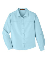 Harriton M580LW Ladies' Key West Long-Sleeve Performance Staff Shirt #color_CLOUD BLUE