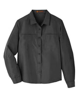 Harriton M580LW Ladies' Key West Long-Sleeve Performance Staff Shirt #color_DARK CHARCOAL