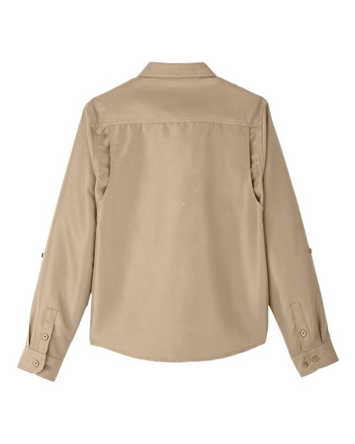 Harriton M580LW Ladies' Key West Long-Sleeve Performance Staff Shirt #color_KHAKI