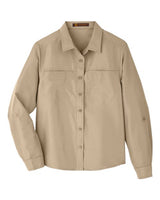 Harriton M580LW Ladies' Key West Long-Sleeve Performance Staff Shirt #color_KHAKI