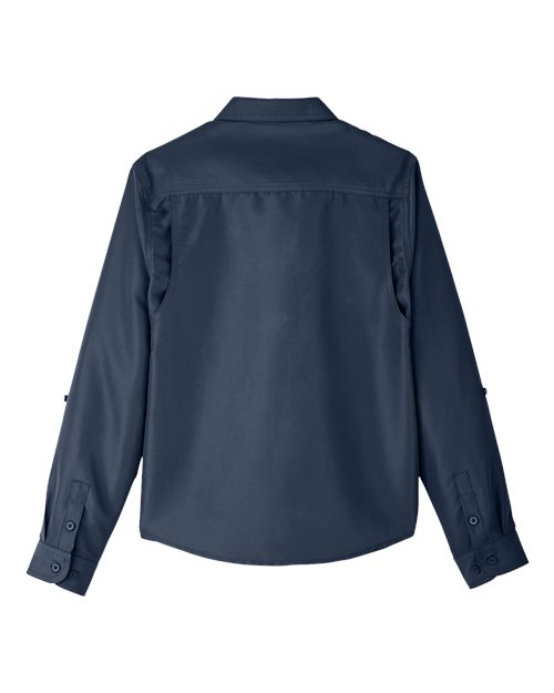 Harriton M580LW Ladies' Key West Long-Sleeve Performance Staff Shirt #color_NAVY