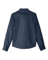 Harriton M580LW Ladies' Key West Long-Sleeve Performance Staff Shirt #color_NAVY