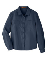 Harriton M580LW Ladies' Key West Long-Sleeve Performance Staff Shirt #color_NAVY