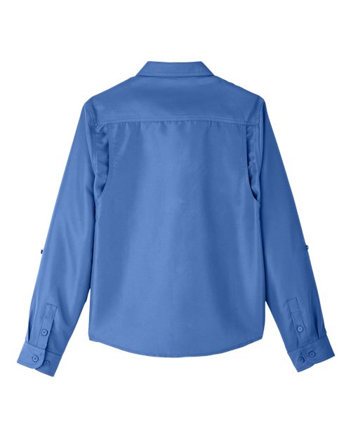 Harriton M580LW Ladies' Key West Long-Sleeve Performance Staff Shirt #color_POOL BLUE