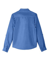 Harriton M580LW Ladies' Key West Long-Sleeve Performance Staff Shirt #color_POOL BLUE