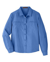 Harriton M580LW Ladies' Key West Long-Sleeve Performance Staff Shirt #color_POOL BLUE